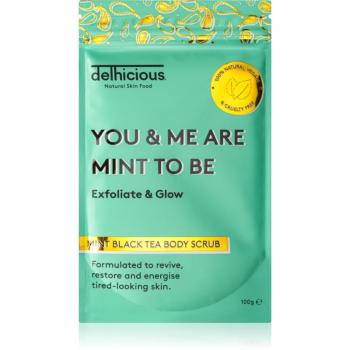 delhicious YOU & ME ARE MINT TO BE MINT BLACK TEA osviežujúci telový peeling pre suchú pokožku so sklonom k svrbeniu 100 g