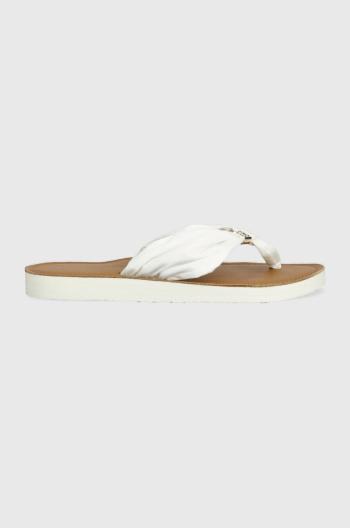 Žabky Tommy Hilfiger TH ELEVATED BEACH SANDAL dámske, béžová farba, na plochom podpätku, FW0FW06985