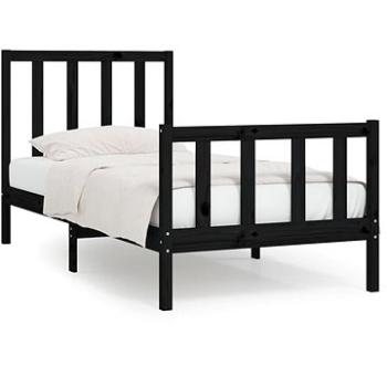 Rám postele čierny masívne drevo 100 × 200 cm, 3106827