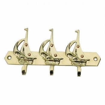 Sea-club Keyholder 3 sailing boats - brass