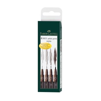 FABER-CASTELL PITT UMELECKE POPISOVACE 4 (S,F,M,B) SEPIA SET, 167101