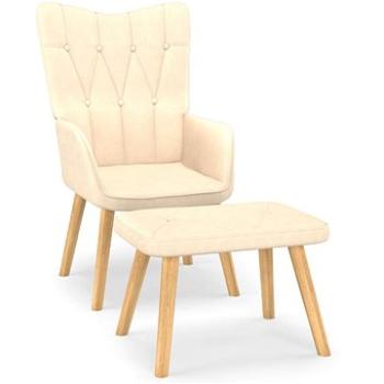 Relaxačné kreslo so stoličkou krémové textil, 327536