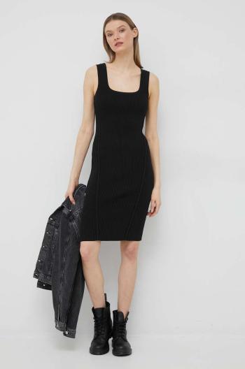 Šaty Calvin Klein čierna farba, midi, priliehavá