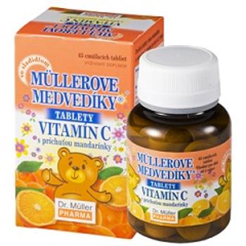 Dr. Müller Pharma Müllerove medvedíky® cmúľacie tablety s príchuťou mandarínky a vitamínom C 45 ks