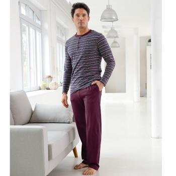 Blancheporte Pruhované pyžamo s nohavicami a tuniským výstrihom bordó 127/136 (3XL)