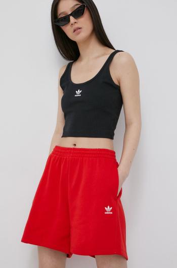 Šortky adidas Originals Adicolor HC0628 dámske, červená farba, jednofarebné, vysoký pás