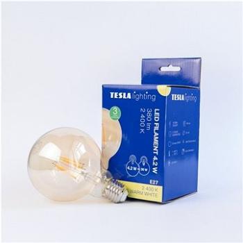 Tesla – LED žiarovka GLOBE G95 VINTAGE, E27, 4,2 W, 230 V, 380 lm, 2400 K, 360 st, zlatá (GL274224-2)