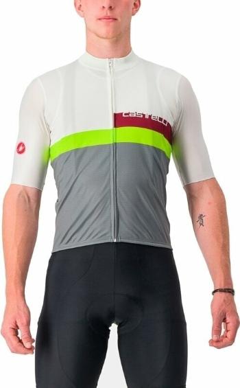 Castelli A Blocco Jersey Ivory/Bordeaux-Electric Lime-Sedona Sage M