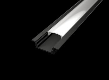LED Solution Vstavaný profil pre LED pásiky V1 čierny varianty: Profil + Nacvakávací čirý kryt 2m