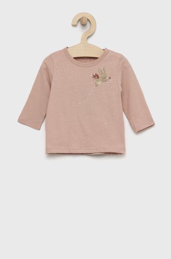 Detská bavlnená košeľa s dlhým rukávom United Colors of Benetton ružová farba,