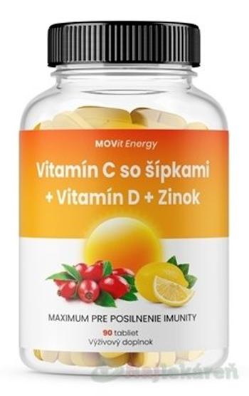 MOVit Vitamín C 1200 mg so šípkami + Vitamín D + Zinok Premium 90 tabliet