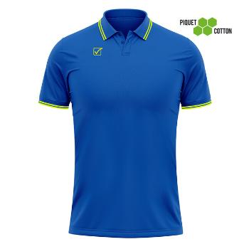 POLO COTONE PIQUET ACTION AZZURRO/GIALLO FLUO Tg. 2XL