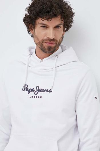 Bavlnená mikina Pepe Jeans Edward Hoodie pánska, biela farba, s kapucňou, s potlačou