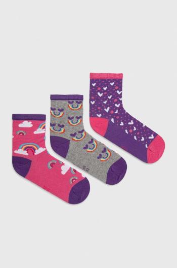 Detské ponožky Skechers 3-pak fialová farba