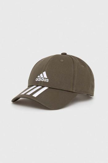 Bavlnená šiltovka adidas zelená farba, s nášivkou