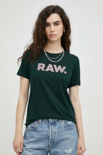 Bavlnené tričko G-Star Raw zelená farba,