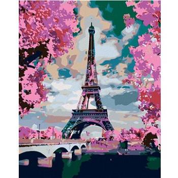 Maľovanie podľa čísel – Eiffelova veža a ružové stromy (HRAmal00262nad)