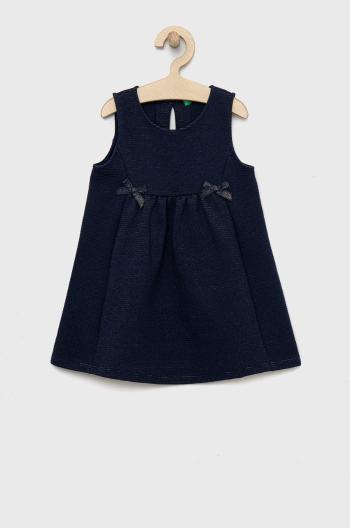 Dievčenské šaty United Colors of Benetton tmavomodrá farba, mini, áčkový strih