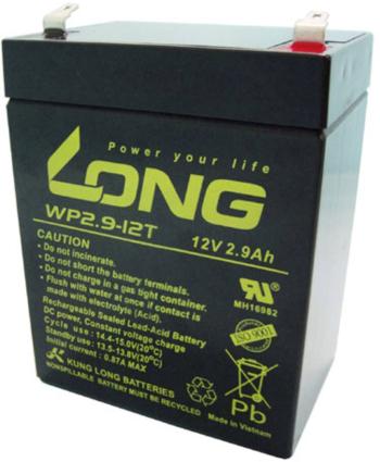 Long WP2.9-12 WP2.9-12 olovený akumulátor 12 V 2.9 Ah olovený so skleneným rúnom (š x v x h) 79 x 107 x 56 mm plochý kon