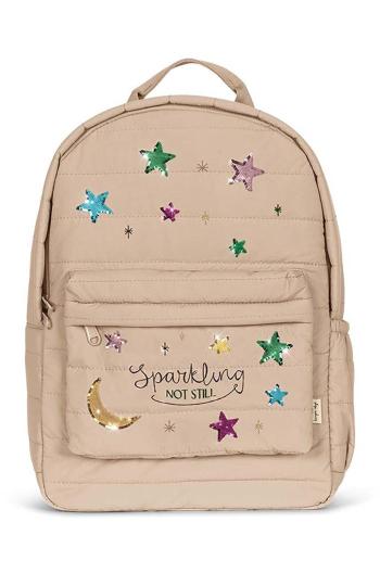 Detský ruksak Konges Sløjd JUNO QUILTED SEQUIN BACKPACK MIDI béžová farba, veľký, s nášivkou, KS101319