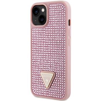 Guess Rhinestones Triangle Metal logo kryt pre iPhone 14 Pink (GUHCP14SHDGTPP)