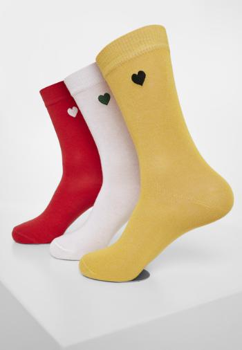 Urban Classics Heart Socks 3-Pack yellow/red/white - 35–38