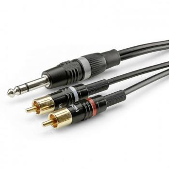 Hicon HBP-6SC2-0150 jack / cinch audio prepojovací kábel [2x cinch zástrčka - 1x jack zástrčka 6,3 mm (stereo)] 1.50 m č