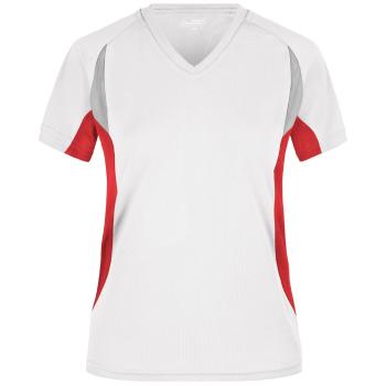 James & Nicholson Dámske funkčné tričko s krátkym rukávom JN390 - Biela / červená | XL