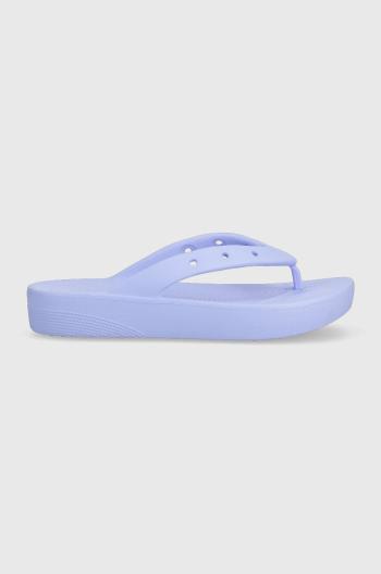 Žabky Crocs Classic Platform Flip dámske, fialová farba, na platforme, 207714