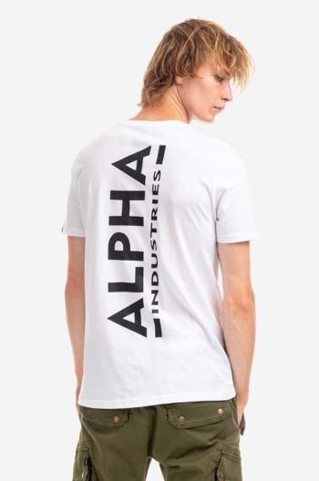 Bavlnené tričko Alpha Industries Backprint T 128507.09-white, biela farba, s potlačou, 128507 09