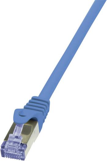 LogiLink CQ3026S RJ45 sieťové káble, prepojovacie káble CAT 6A S/FTP 0.50 m modrá samozhášavý, s ochranou 1 ks