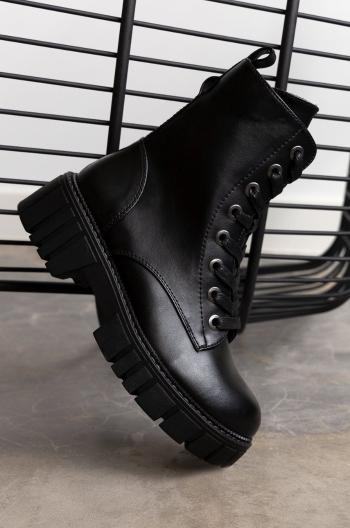 Členkové topánky Medicine čierna farba, na plochom podpätku, jemne zateplené
