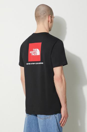 Bavlnené tričko The North Face M S/S Redbox Tee pánske, čierna farba, s potlačou, NF0A87NPJK31