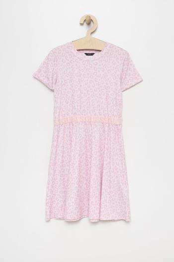 Dievčenské šaty Guess ružová farba, midi, rovný strih