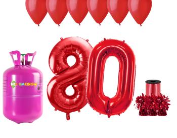 HeliumKing Hélium párty set na 80. narodeniny s červenými balónmi