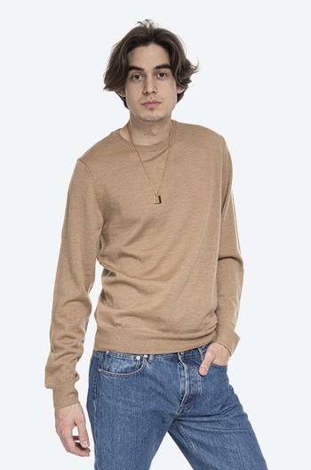 Vlnený sveter A.P.C. Pull King Pull King WVAWM-H23628 BEIGE pánsky, béžová farba, tenký