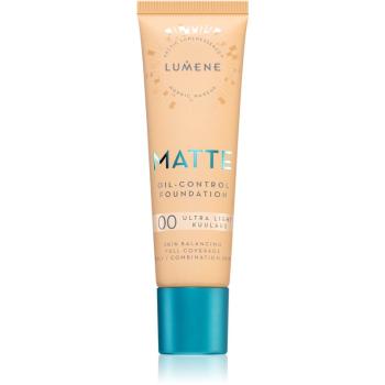 Lumene Matte Oil-Control fluidný make-up pre mastnú a zmiešanú pleť odtieň 00 Ultra Light 30 ml