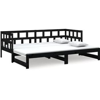 Výsuvná posteľ čierna masívna borovica 2× (90 × 190) cm, 820236