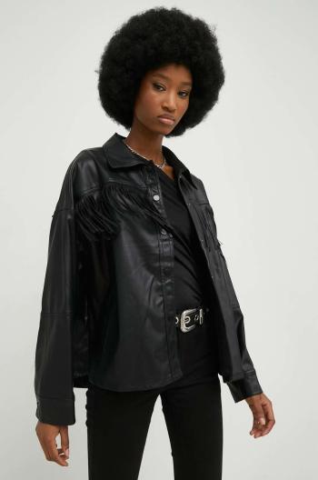 Košeľa Answear Lab X limitovaná kolekcia SISTERHOOD dámska, čierna farba, voľný strih, s klasickým golierom