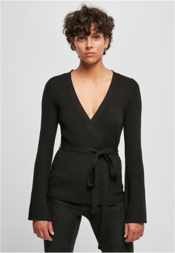 Urban Classics Ladies Rib Knit Wrapped Cardigan black - XS