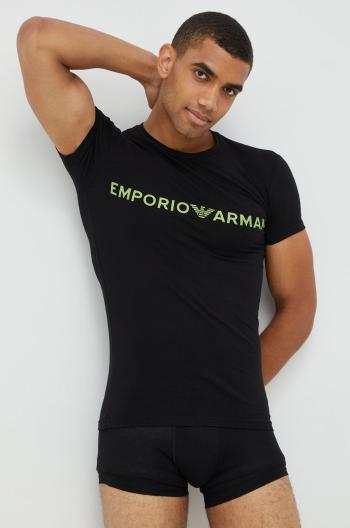 Pyžamo Emporio Armani Underwear pánska, čierna farba, jednofarebná