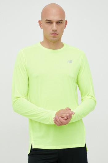 Bežecké tričko s dlhým rukávom New Balance Accelerate zelená farba, jednofarebné