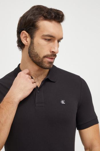 Polo tričko Calvin Klein Jeans pánsky, čierna farba, jednofarebný, J30J325269