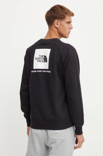 Mikina The North Face Raglan Redbox Crew pánska, čierna farba, s potlačou, NF0A89FAJK31