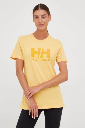 Bavlnené tričko Helly Hansen oranžová farba,