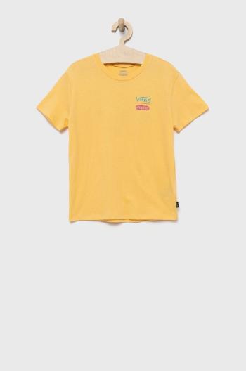 Detské bavlnené tričko Vans žltá farba,