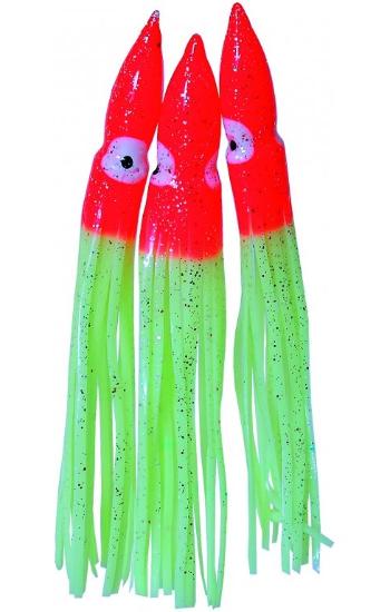 Ice fish gumová nástraha chobotnica na náväzci fluo červená 18 cm