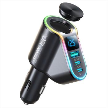 Joyroom JR-CL21 FM Transmitter autonabíjačka USB / 2x USB-C QC PD 150W, čierna (JR-CL21)