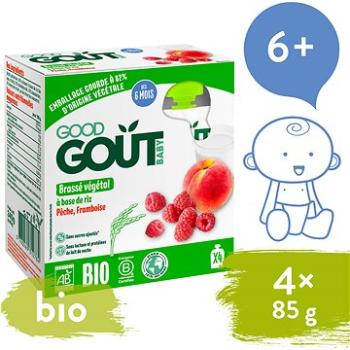 Good Gout BIO Ryžový dezert s broskyňou a malinou (4× 85 g) (3760269312784)