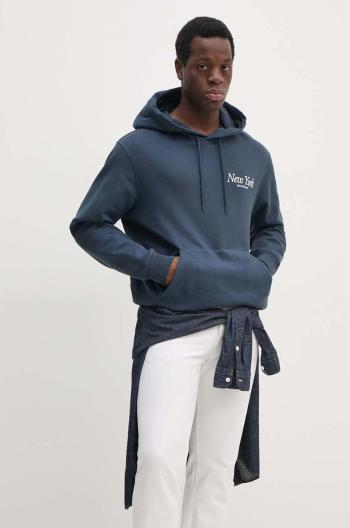 Bavlnená mikina Calvin Klein Jeans pánska, tmavomodrá farba, s kapucňou, s nášivkou, J30J326876